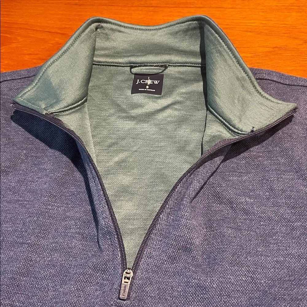 J. Crew blue Performance Quarter zip Oarsman pullover long sleeve shirt Small